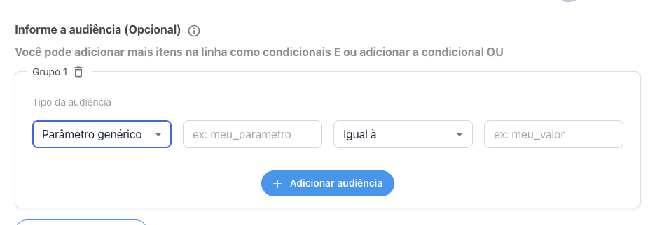 Parâmetro genérico — nome e valor esperado